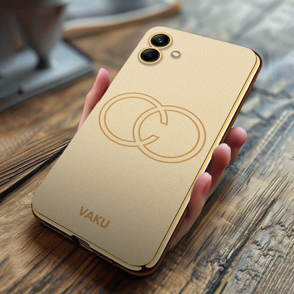 Vaku ® Samsung Galaxy A04e Skylar Leather Pattern Gold Electroplated Soft TPU Back Cover