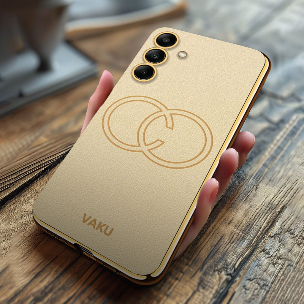 Vaku ® Samsung Galaxy A04s Skylar Leather Pattern Gold Electroplated Soft TPU Back Cover