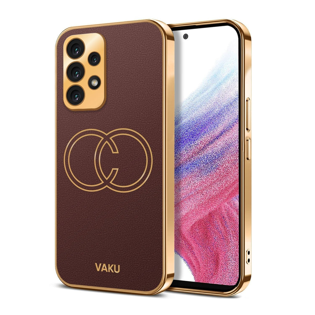 Vaku ® Samsung Galaxy A23 5G Skylar Leather Pattern Gold Electroplated Soft TPU Back Cover