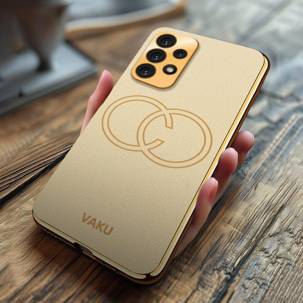 Vaku ® Samsung Galaxy A23 5G Skylar Leather Pattern Gold Electroplated Soft TPU Back Cover