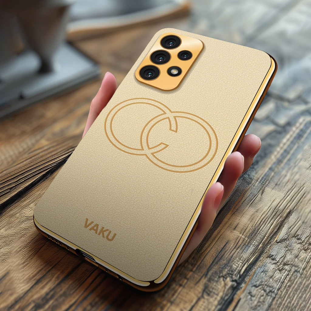 Vaku ® Samsung Galaxy A23 4G Skylar Leather Pattern Gold Electroplated Soft TPU Back Cover