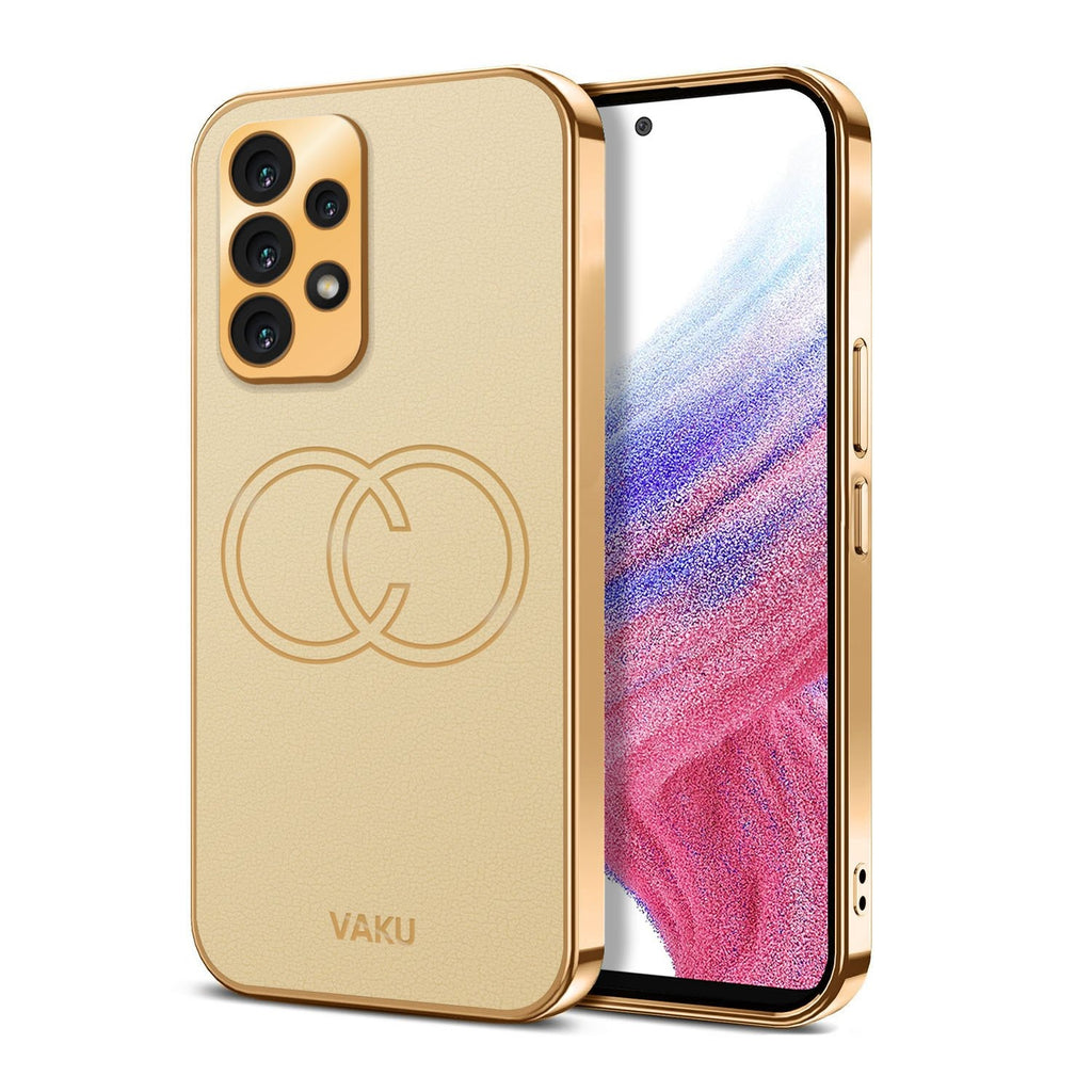 Vaku ® Samsung Galaxy A23 4G Skylar Leather Pattern Gold Electroplated Soft TPU Back Cover