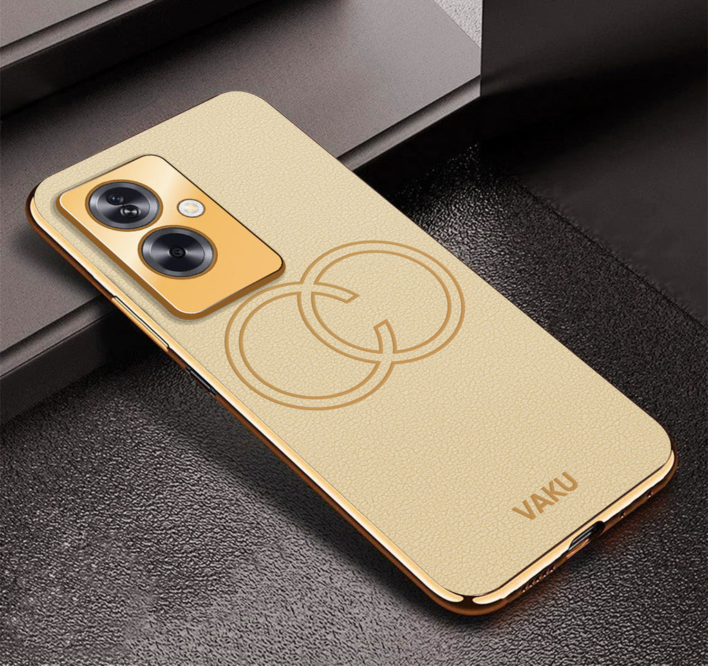 Vaku® Oppo A79 5G Skylar Leather Pattern Gold Electroplated Soft TPU Back Cover