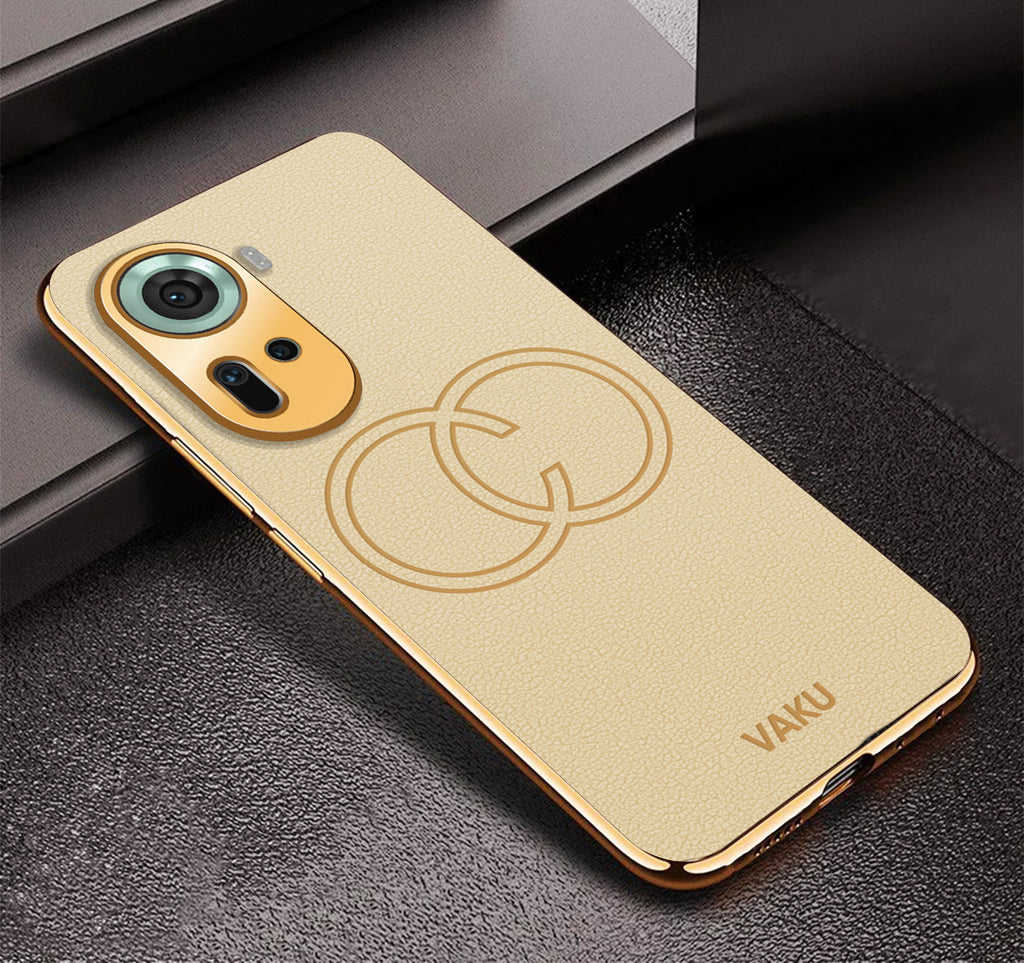 Vaku ® Oppo Reno11 5G Skylar Leather Pattern Gold Electroplated Soft TPU Back Cover