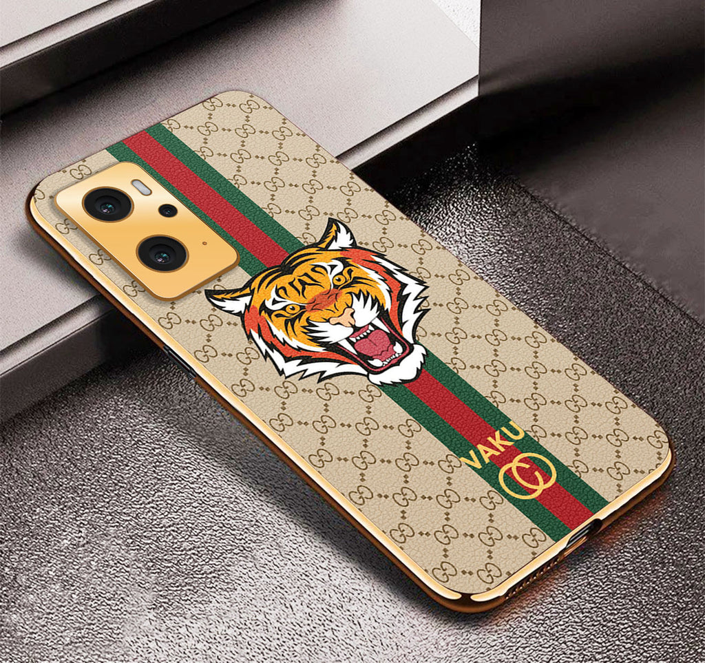 Vaku ® Oppo K10 5G Lynx Designer Leather Pattern Gold Electroplated Soft TPU Back Cover Case