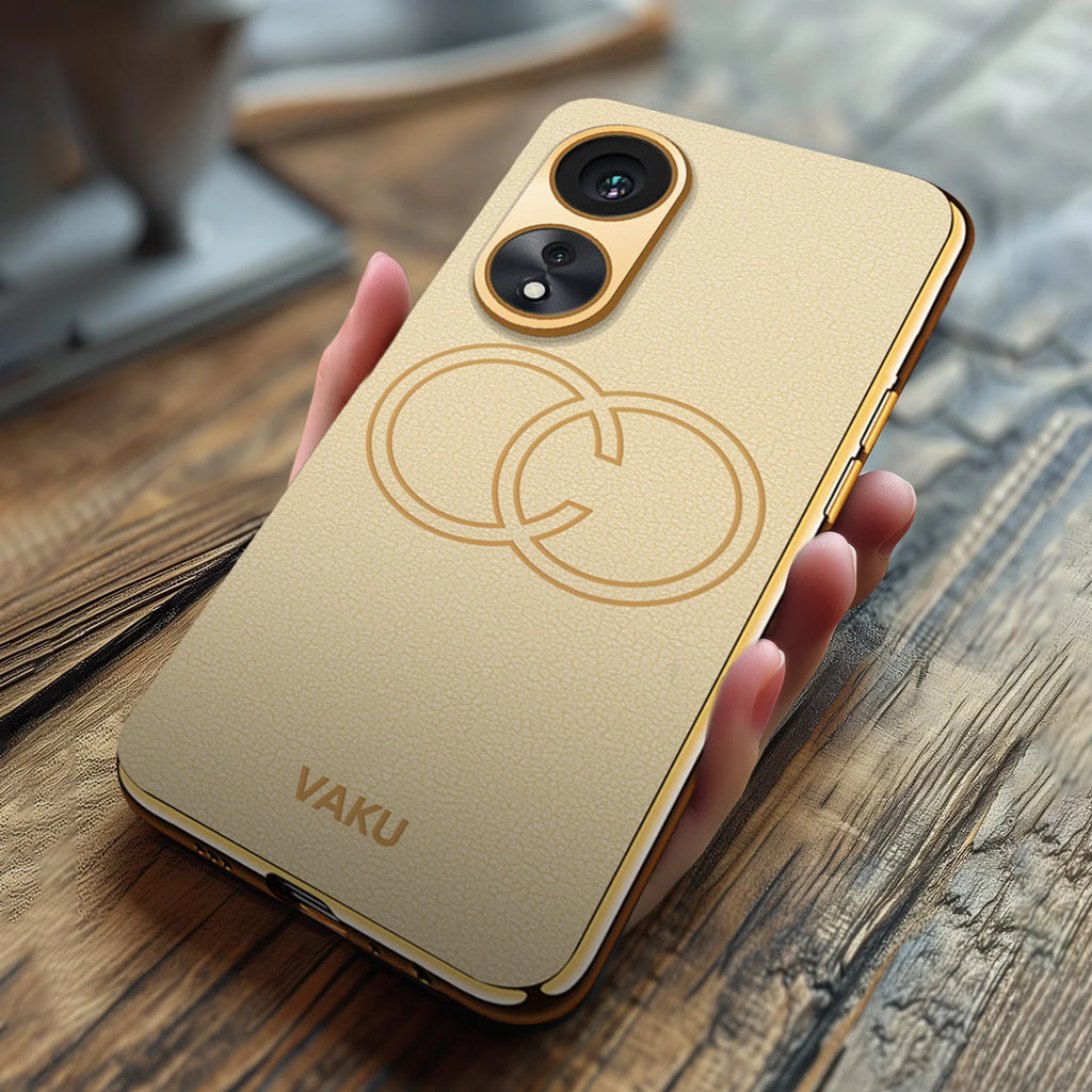 Vaku ® Oppo A78 5G Skylar Leather Pattern Gold Electroplated Soft TPU Back Cover