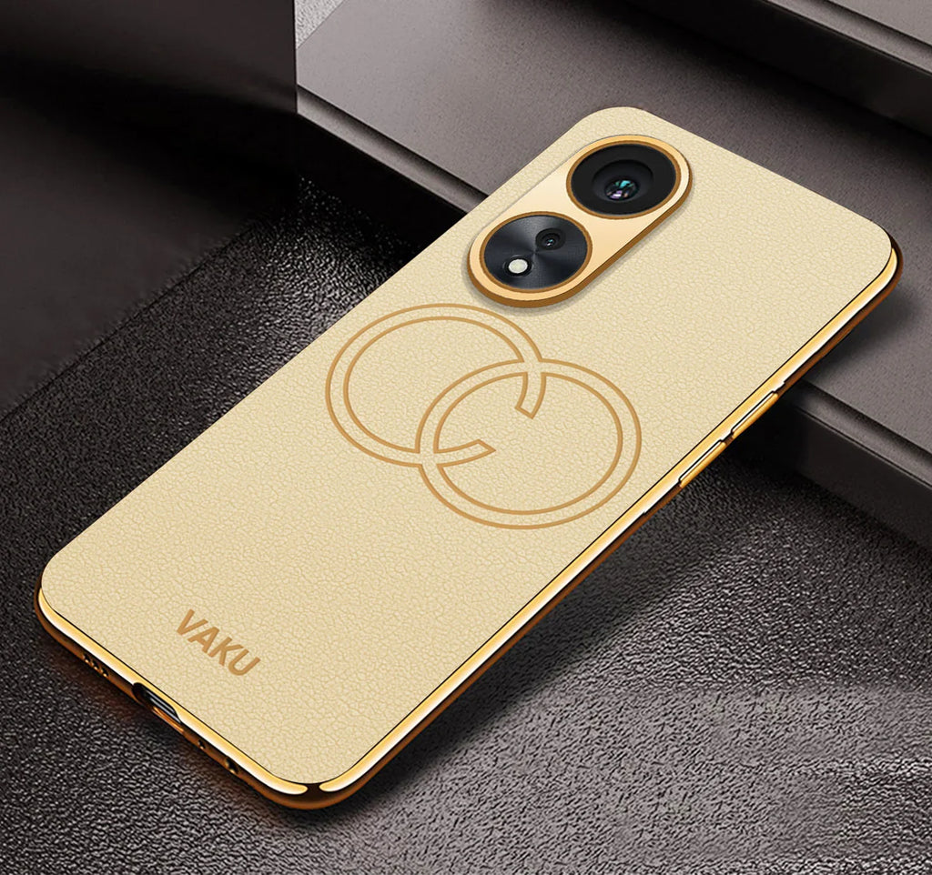 Vaku® Oppo A78 5G Skylar Leather Pattern Gold Electroplated Soft TPU Back Cover