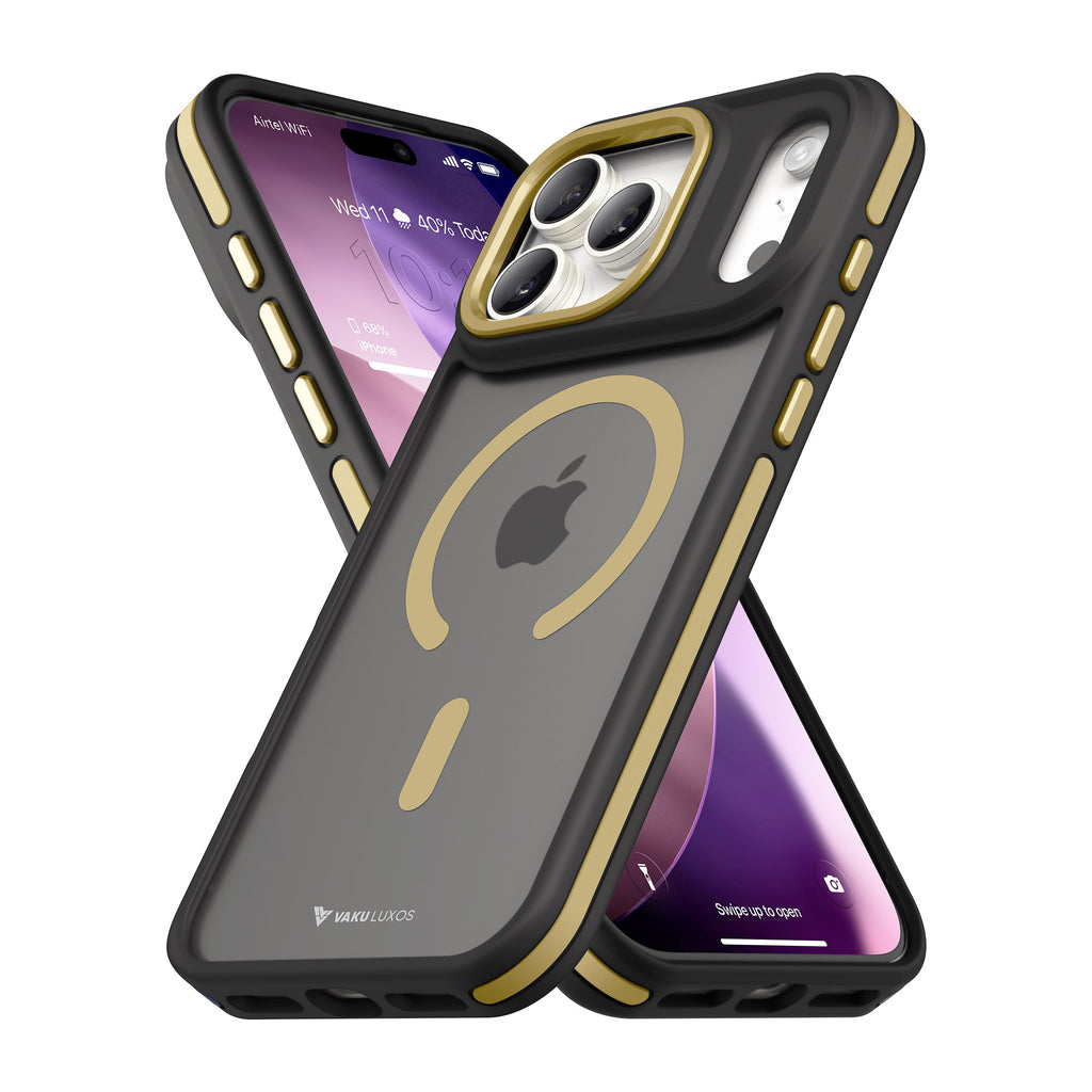 Vaku Luxos ® Apple iPhone 17 Pro Avlon Magpro Translucent Scratch Resistant Military-Grade Case With Metal Camera Ring Shockproof Protective Back Cover