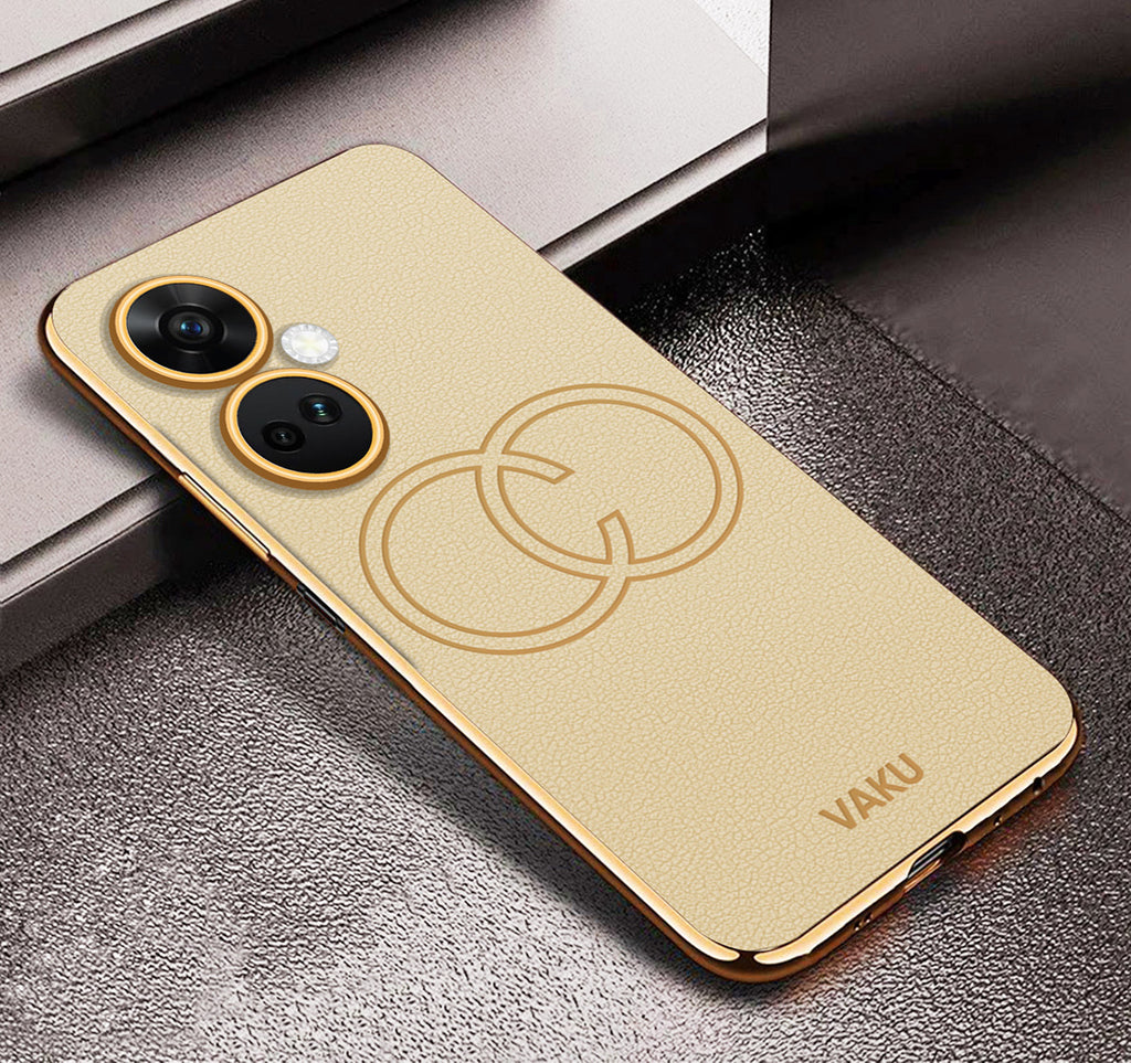 Vaku ® OnePlus Nord CE 3 5G Skylar Leather Pattern Gold Electroplated Soft TPU Back Cover