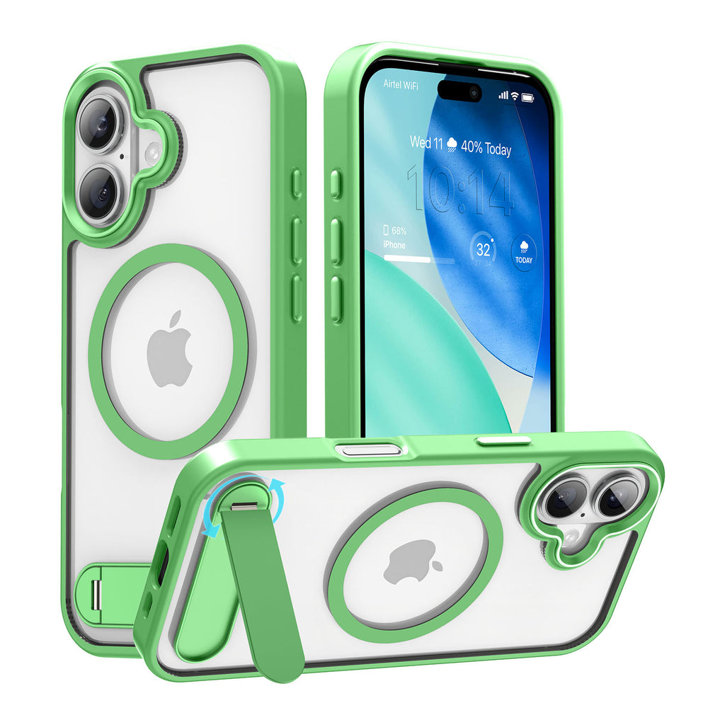 Vaku Luxos ® Apple iPhone 17 Orion Magpro Scratch Resistant Camera Screen Protector Case With Alloy Metal Stand Shockproof Back Cover