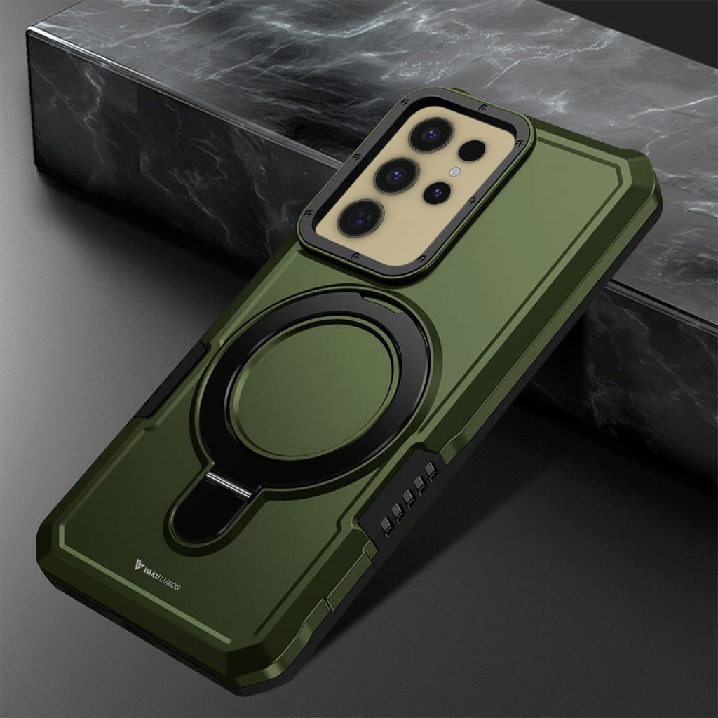 Vaku® Samsung Galaxy S24 Ultra Astor Military Grade Armor Protective Case with Ring Bracket Kickstand Back cover