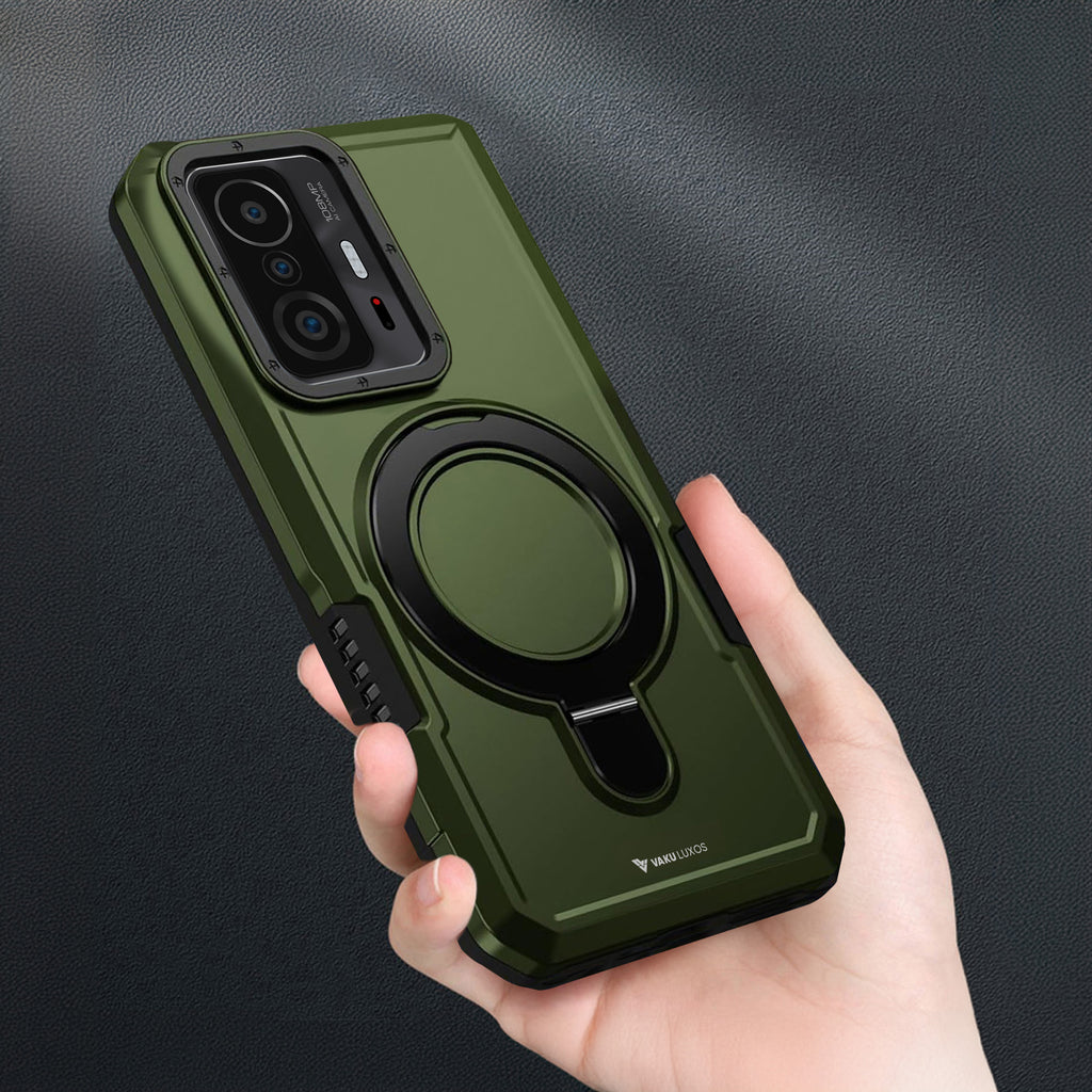 Vaku ® Xiaomi 11T Pro 5G Astor Military Grade Armor Protective Case with Ring Bracket Kickstand Back cover