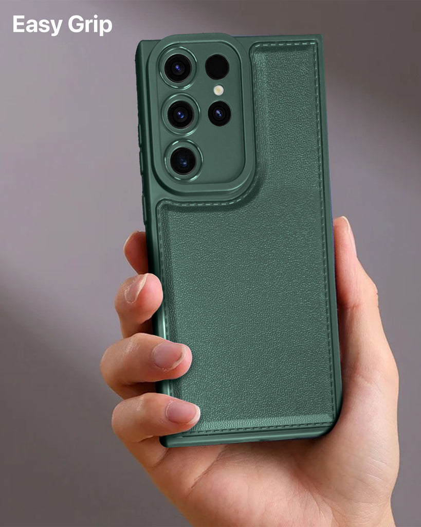 Vaku ® Samsung Galaxy S22 Ultra PU Leather Texture Soft Non-Slip Grip TPU Shockproof Phone Case Back Cover
