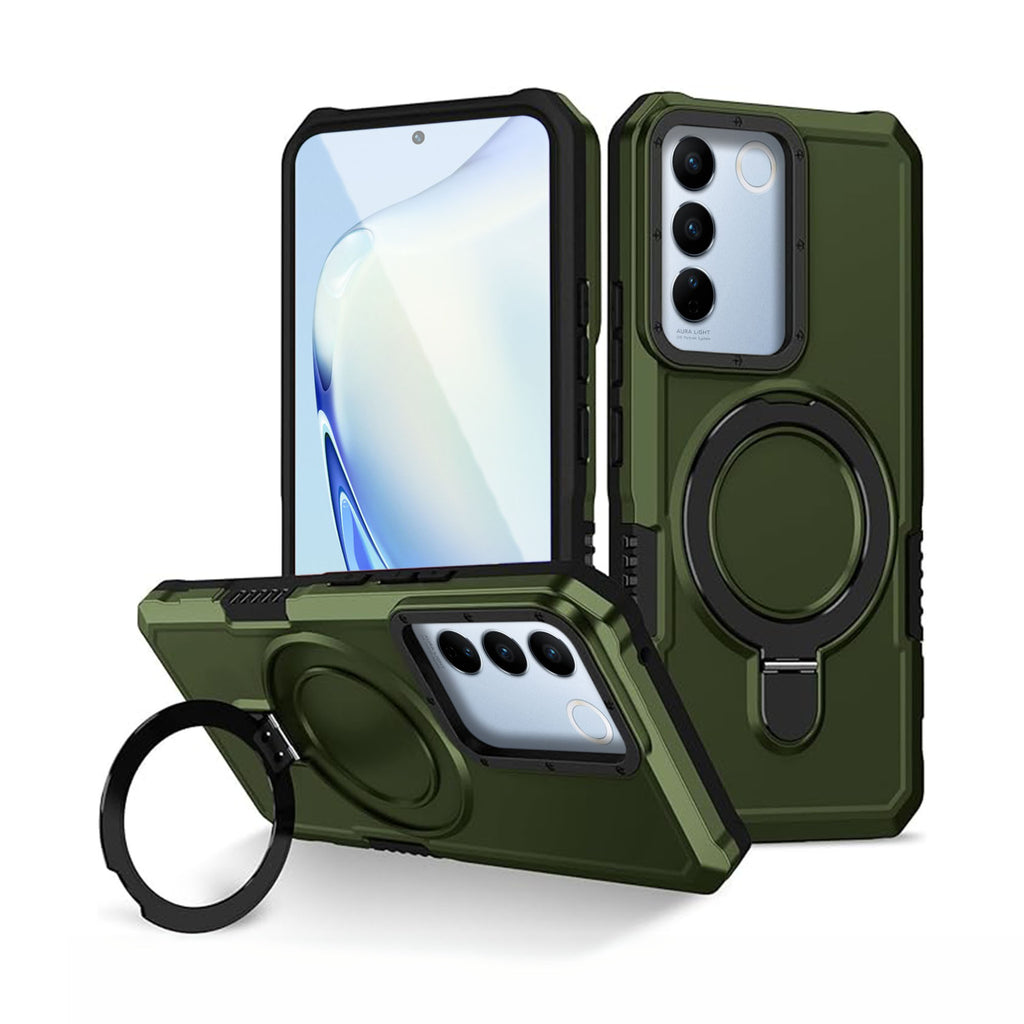 Vaku ® Vivo V27 5G Astor Military Grade Armor Protective Case with Ring Bracket Kickstand Back cover