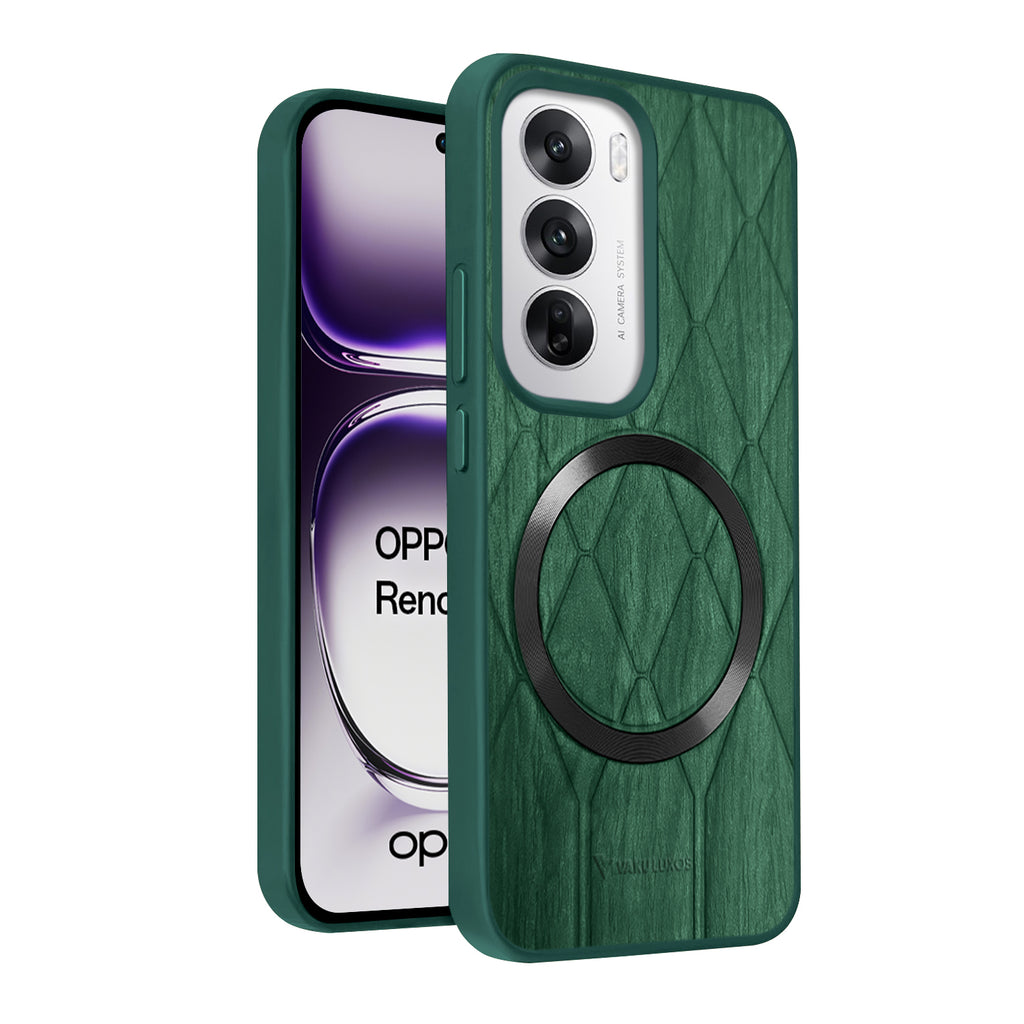 Vaku ® Oppo Reno12 Pro Diamond Plume Pattern Magnetic Magsafe Matte Soft-Touch Texture Back Cover