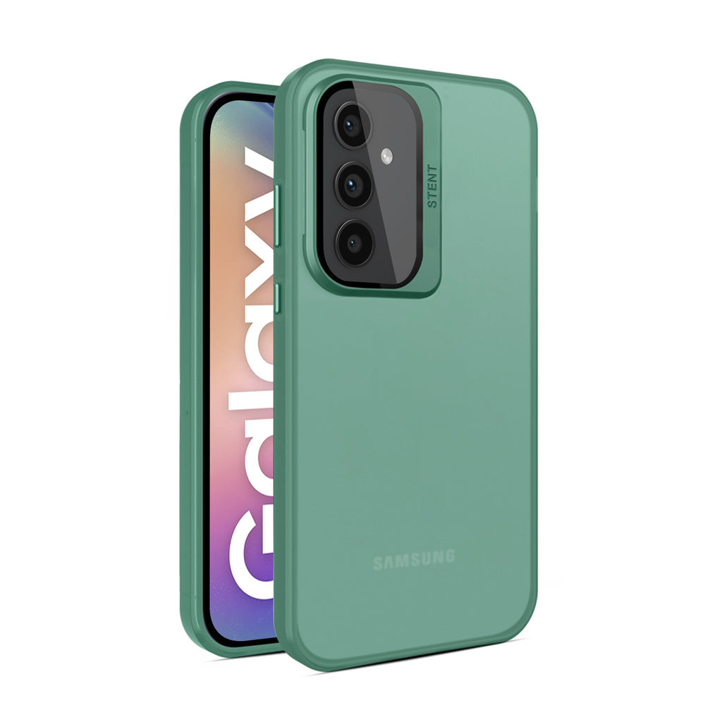 Vaku ® Samsung Galaxy S23 FE Rime Frosted Translucent Camera Protector Case with Built-in Stash Stand Back Cover