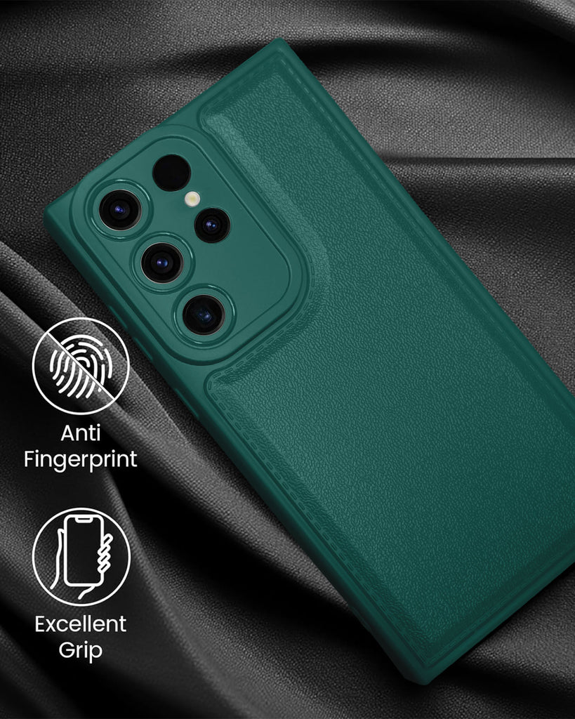 Vaku ® Samsung Galaxy S23 Ultra PU Leather Texture Soft Non-Slip Grip TPU Shockproof Phone Case Back Cover