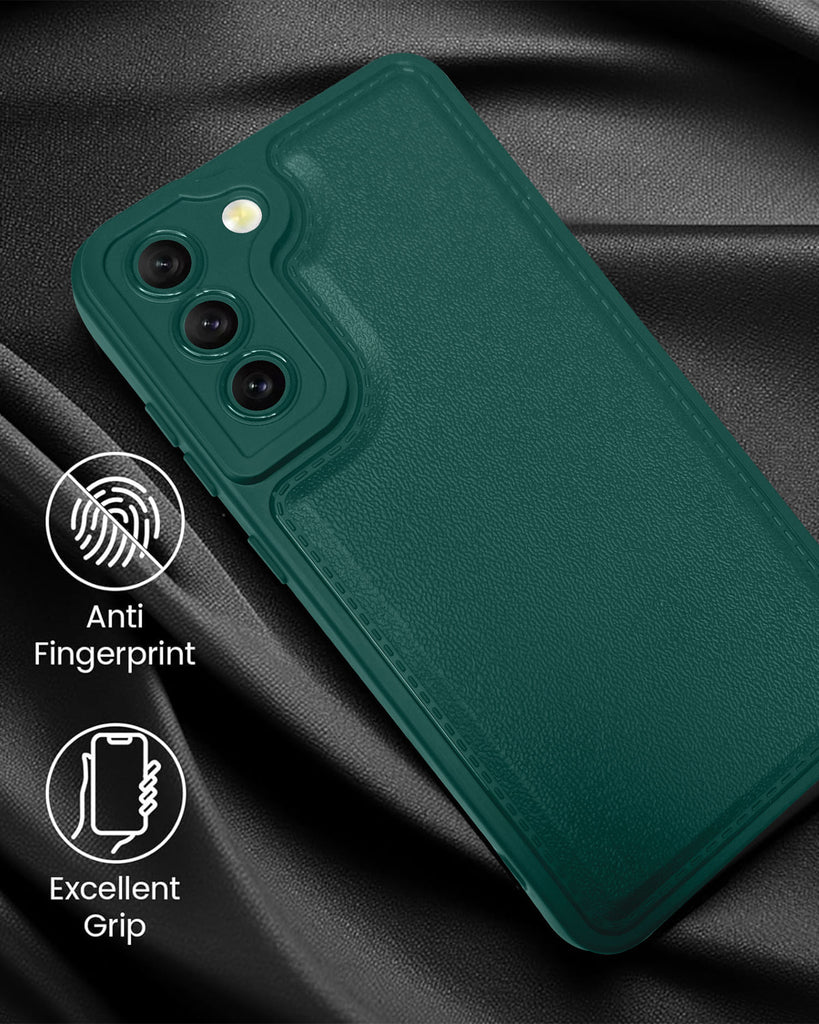Vaku ® Samsung Galaxy S21 FE PU Leather Texture Soft Non-Slip Grip TPU Shockproof Back Cover