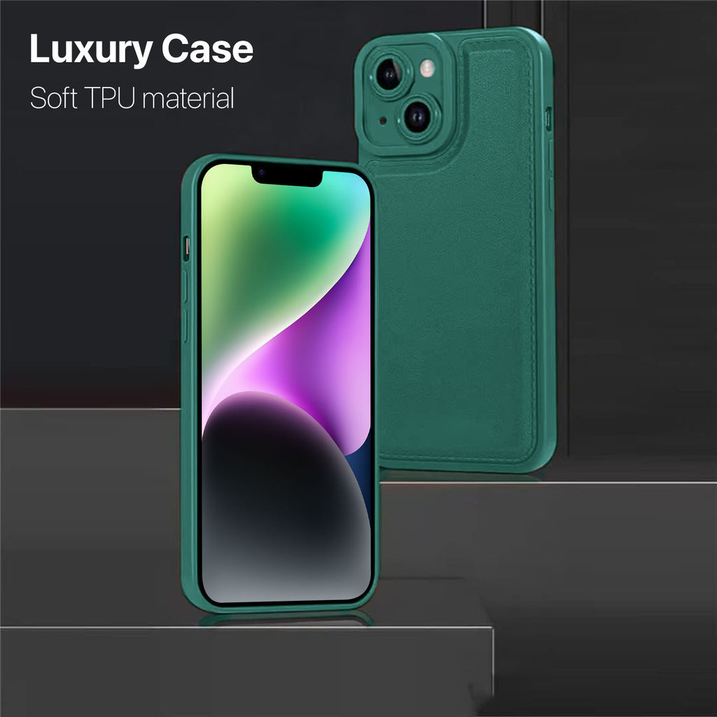Vaku ® Apple iPhone 14 Plus PU Leather Texture Soft Non-Slip Grip TPU Shockproof Phone Case Back Cover