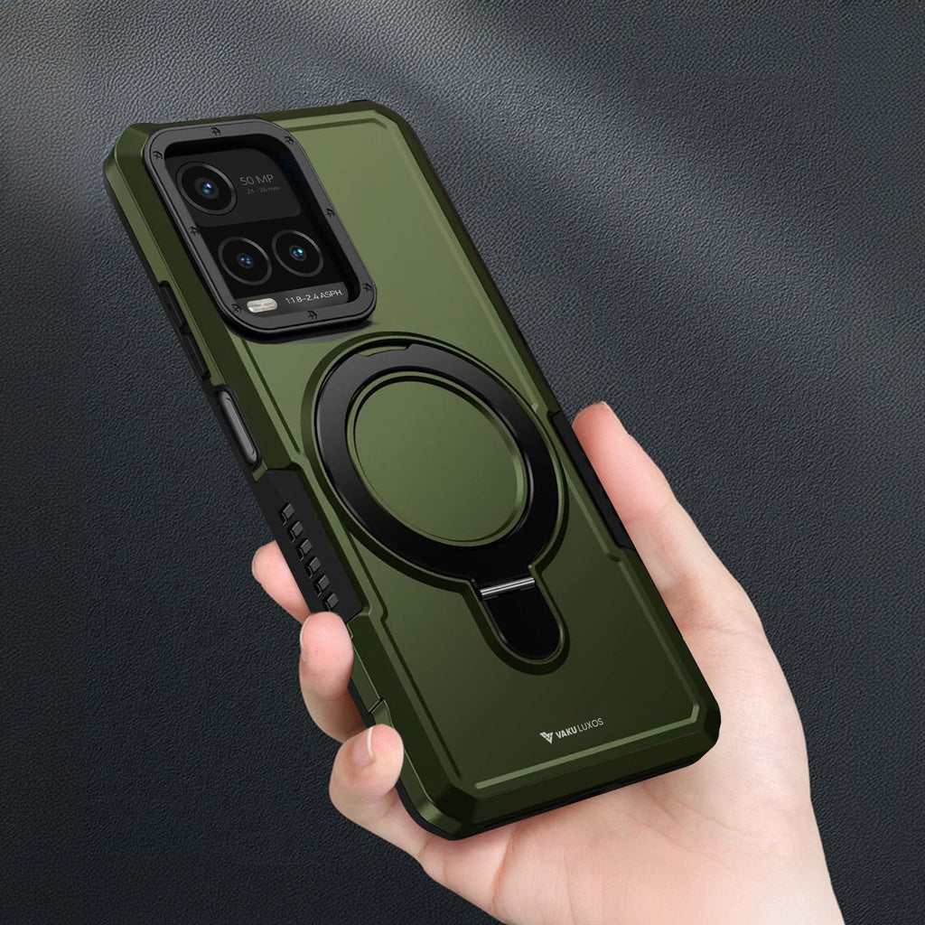 Vaku® Vivo Y33T Astor Military Grade Armor Protective Case with Ring Bracket Kickstand Back cover