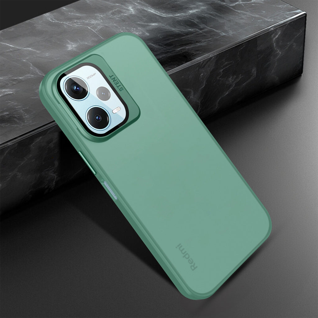 Vaku ® Xiaomi Redmi Note 12 Pro Rime Frosted Translucent Camera Protector Case with Built-in Stash Stand Back Cover