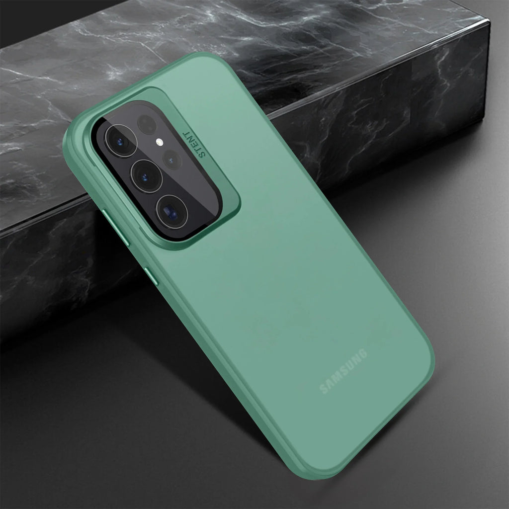 Vaku® Samsung Galaxy S23 Ultra Rime Frosted Translucent Camera Protector Case with Built-in Stash Stand Back Cover