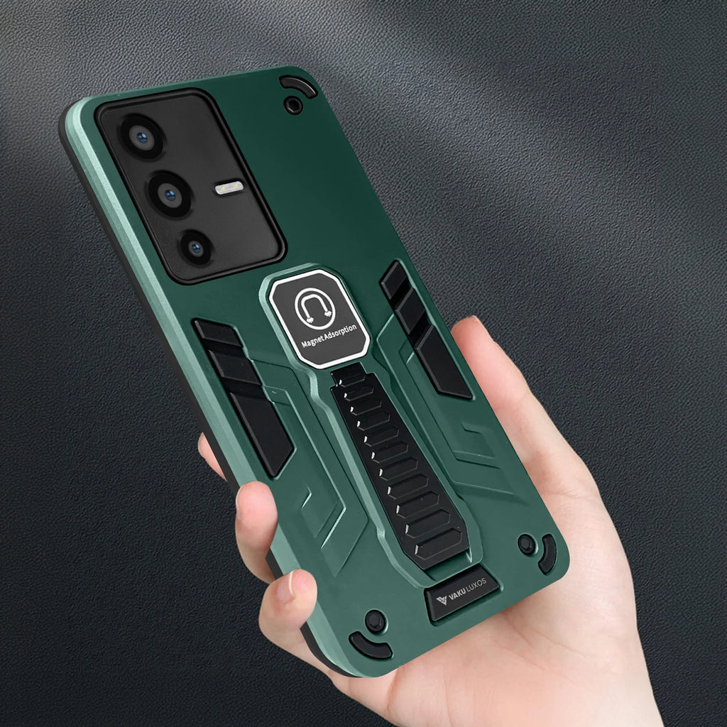 Vaku® Vivo V23 5G Valor Military Grade Armor Case with Built-in Kickstand Shockproof Back Cover