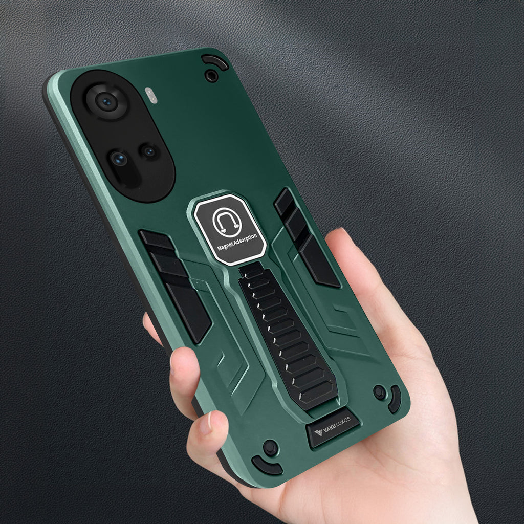 Vaku ® Oppo Reno11 5G Valor Military Grade Armor Case with Built-in Kickstand Shockproof Back Cover