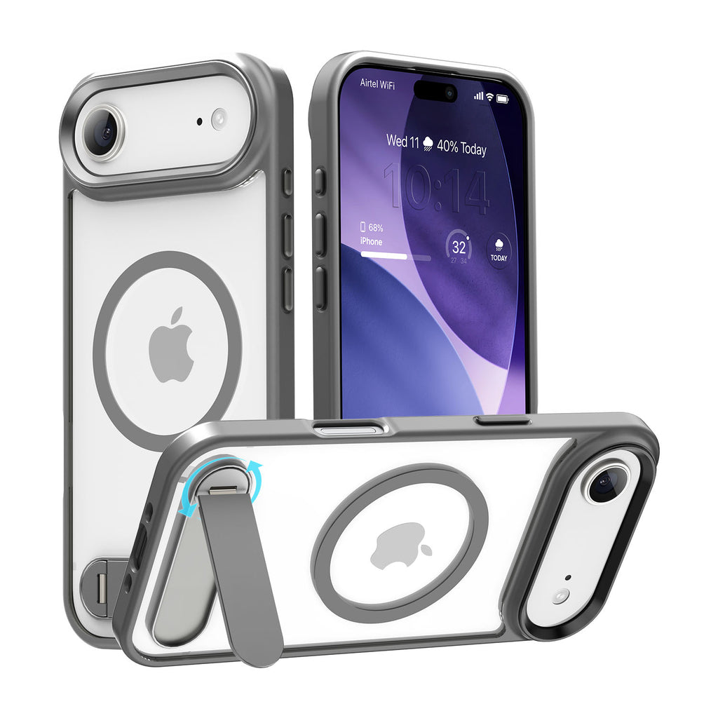 Vaku Luxos ® Apple iPhone 17 Air Orion Magpro Scratch Resistant Camera Screen Protector Case With Alloy Metal Stand Shockproof Back Cover