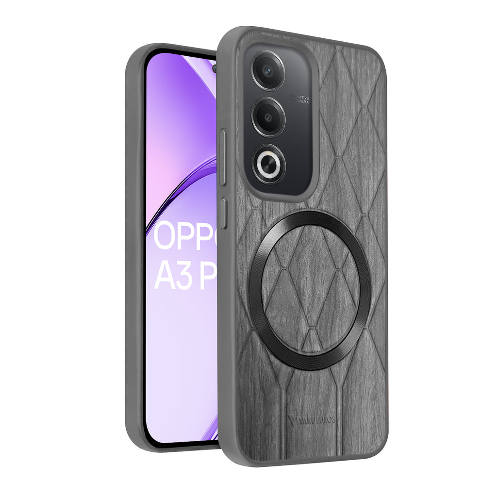 Vaku ® Oppo A3 Pro 5G Diamond Plume Pattern Magnetic Magsafe Matte Soft-Touch Texture Back Cover