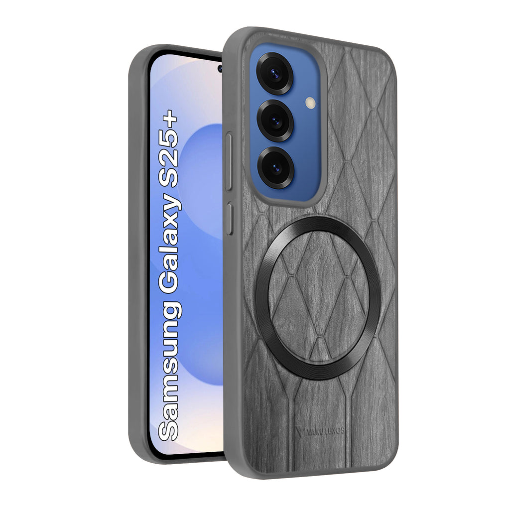 Vaku ® Samsung Galaxy S25 Plus Diamond Plume Pattern Magnetic Magsafe Matte Soft-Touch Texture Back Cover