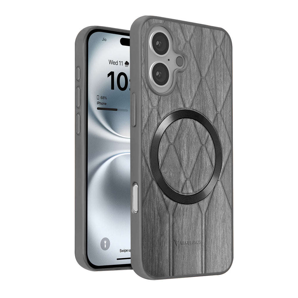Vaku ® Apple iPhone 16 Plus Diamond Plume Pattern Magnetic Magsafe Matte Soft-Touch Texture Back Cover