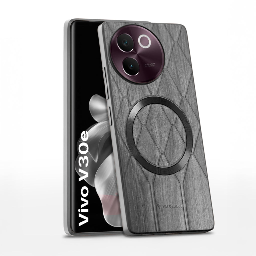 Vaku ® Vivo V30e 5G Diamond Plume Pattern Magnetic Magsafe Matte Soft-Touch Texture Back Cover