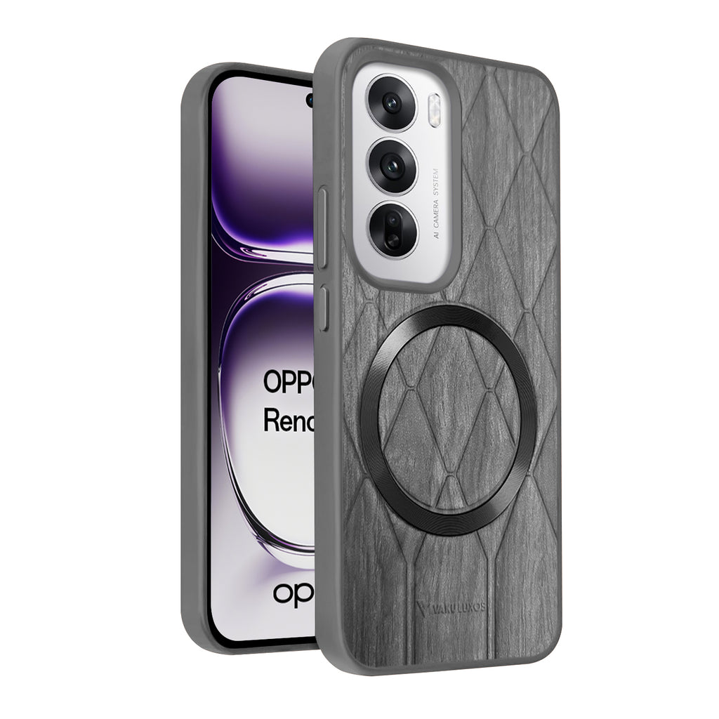 Vaku ® Oppo Reno12 Pro Diamond Plume Pattern Magnetic Magsafe Matte Soft-Touch Texture Back Cover