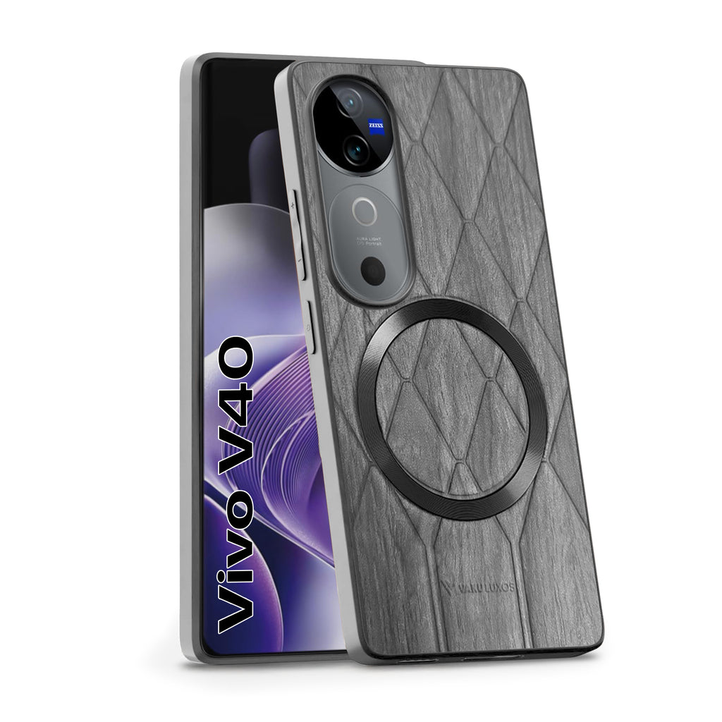 Vaku ® Vivo V40 5G Diamond Plume Pattern Magnetic Magsafe Matte Soft-Touch Texture Back Cover