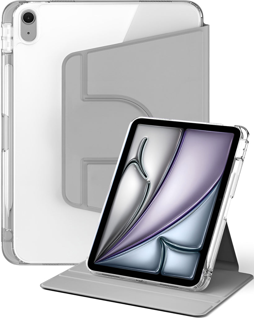 Vaku Luxos ® FLEXIVO iPad (A16) 11th/10th Gen (2025/2022) 11/10.9-inch Smart 360 Degree Rotating Stand Transparent Back With Pencil Holder Cover Case