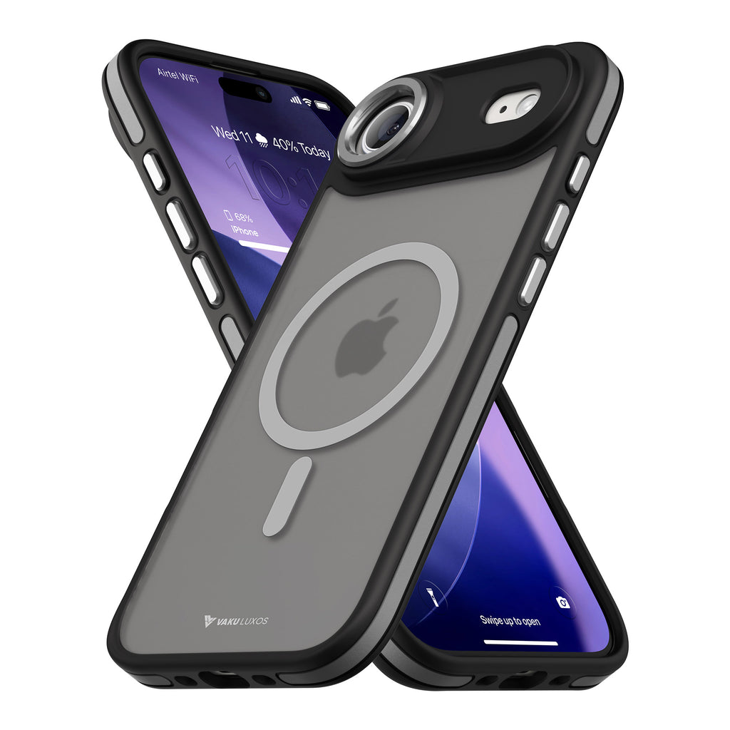 Vaku Luxos ® Apple iPhone 17 Air Avlon Magpro Translucent Scratch Resistant Military-Grade Case With Metal Camera Ring Shockproof Protective Back Cover