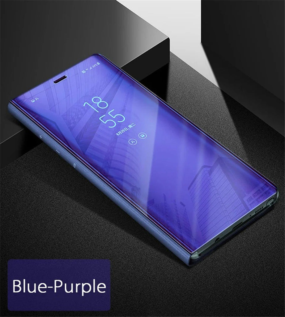 Vaku ® Samsung Galaxy A40 Mate Smart Awakening Mirror Folio Metal Electroplated PC Flip Cover