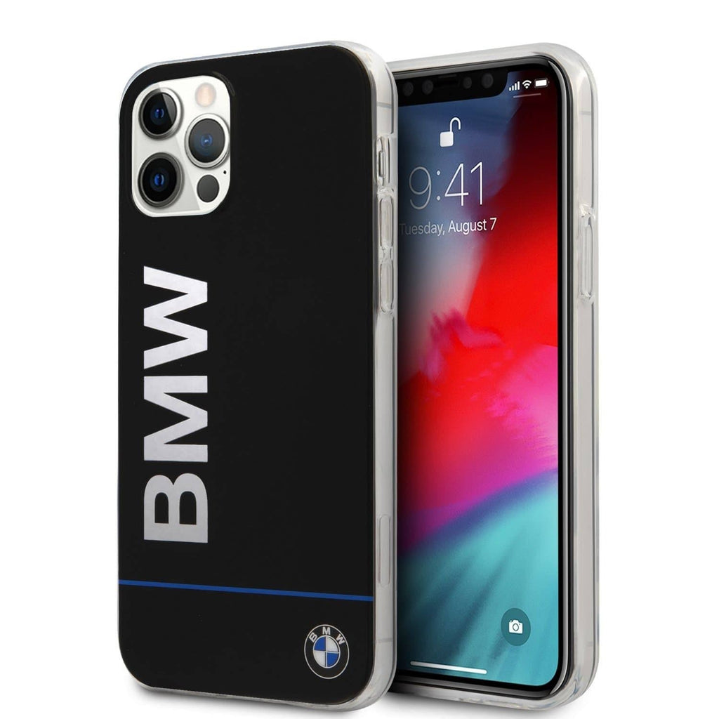 BMW ® Apple iPhone 12 Pro Max Shiny Hard Case Blue Horizontal Line and Printed Logo