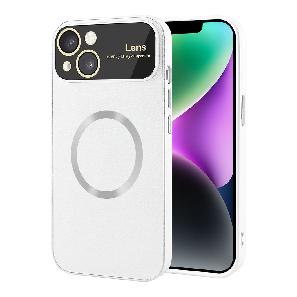 Vaku ® Apple iPhone 14 Premium Polarized Leather Texture Full Lens Protection Silicon Back Cover Case