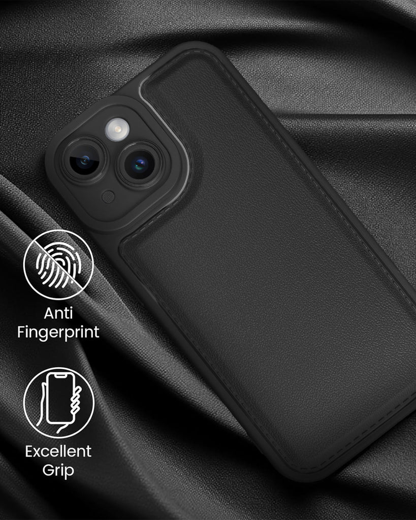 Vaku ® Apple iPhone 15 Plus PU Leather Texture Soft Non-Slip Grip TPU Shockproof Phone Case Back Cover