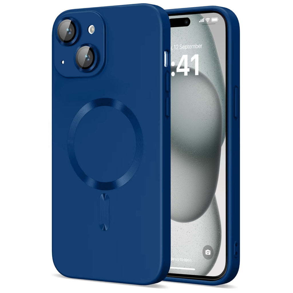 Vaku ® Apple iPhone 15 Soft Silicon Magsafe Full Lens Protection Silicon Back Cover Case