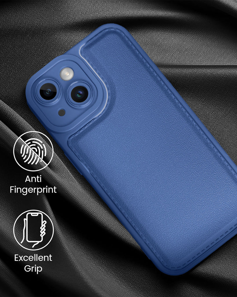 Vaku ® Apple iPhone 15 Plus PU Leather Texture Soft Non-Slip Grip TPU Shockproof Phone Case Back Cover