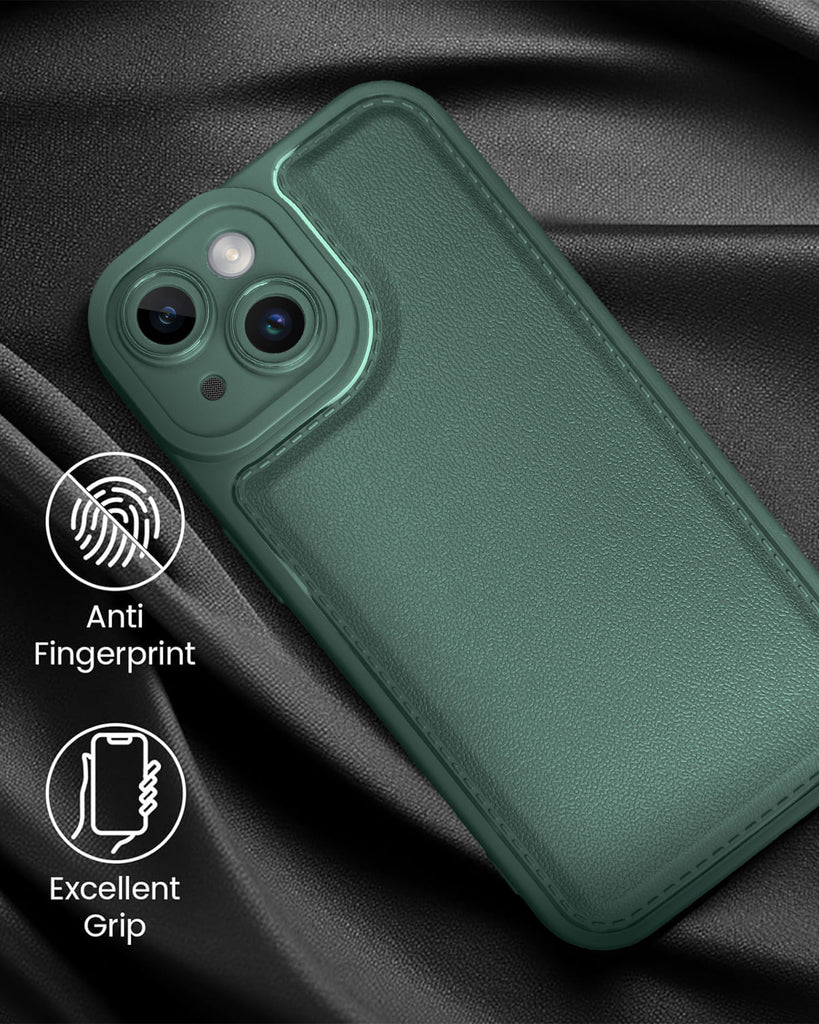 Vaku ® Apple iPhone 15 Plus PU Leather Texture Soft Non-Slip Grip TPU Shockproof Phone Case Back Cover