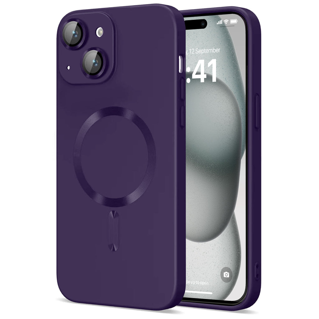 Vaku ® Apple iPhone 15 Plus Soft Silicon Magsafe Full Lens Protection Silicon Back Cover Case