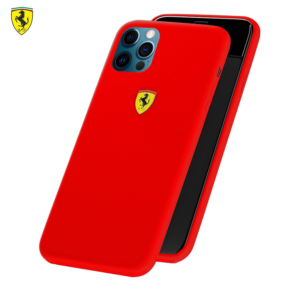 Ferrari ® Apple iPhone 12 Pro Max Liquid Silicon Velvet-Touch Silk Finish Back Cover