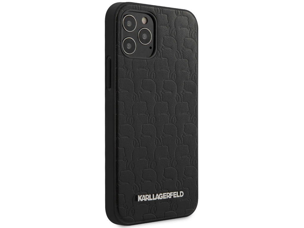KARL LAGERFELD ® Apple iPhone 12 / 12 Pro Embossed PU Leather Metal Logo Case