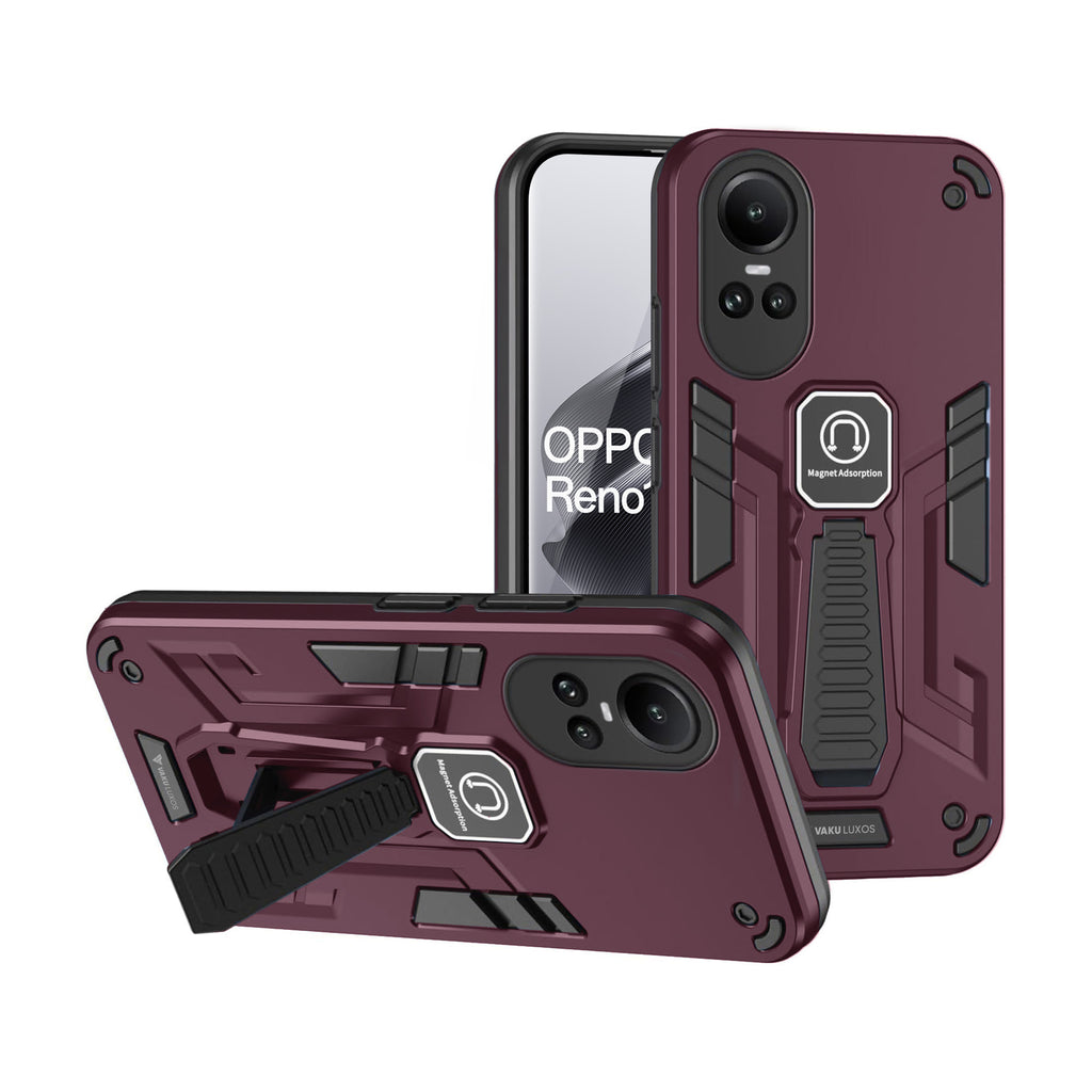 Vaku ® Oppo Reno10 Pro 5G Valor Armor Guard Military Grade Shockproof Case with Built-in Kickstand Back Cover