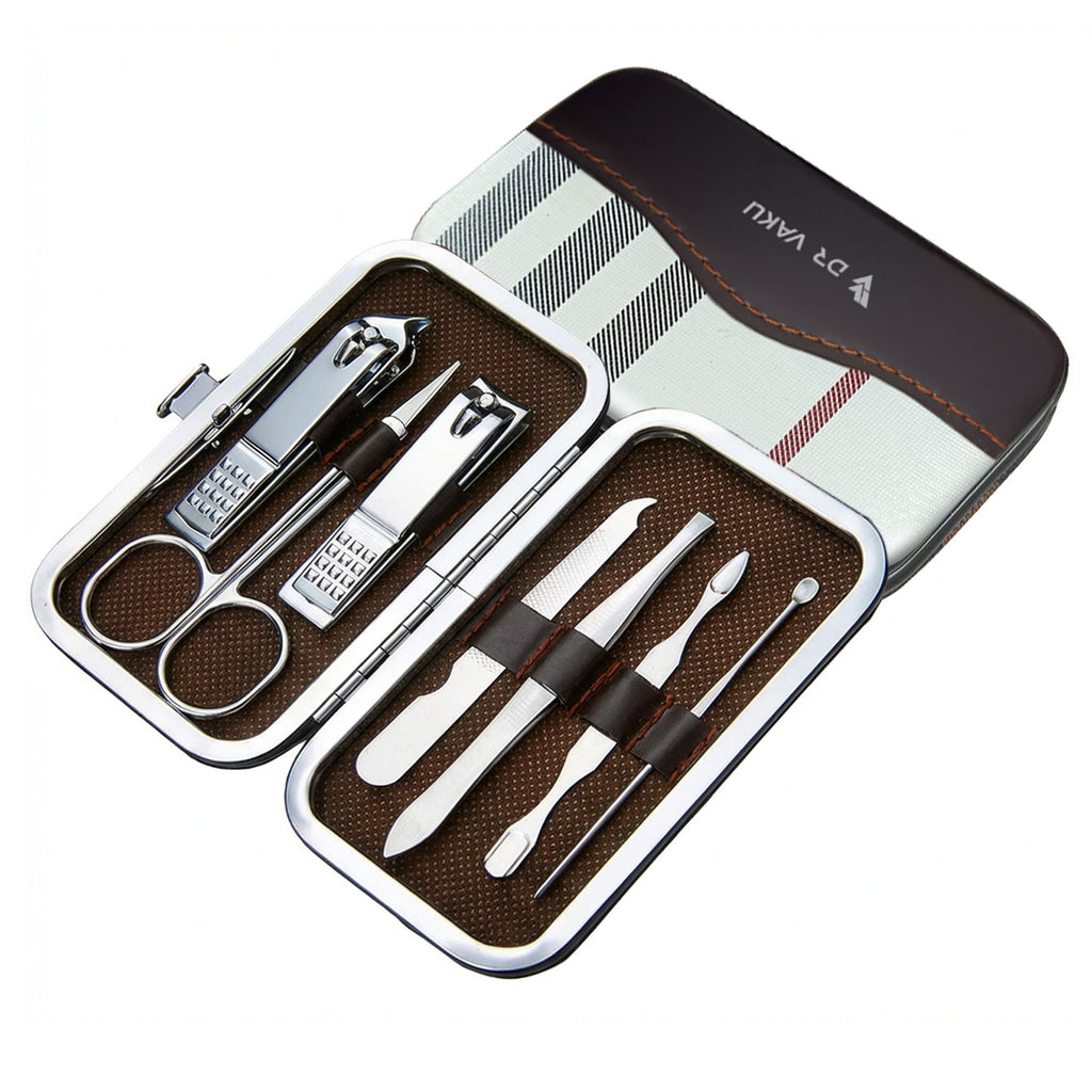 Dr Vaku ® 7 in 1 Nail Care Stainless Steel Tool Kit with Travel Case