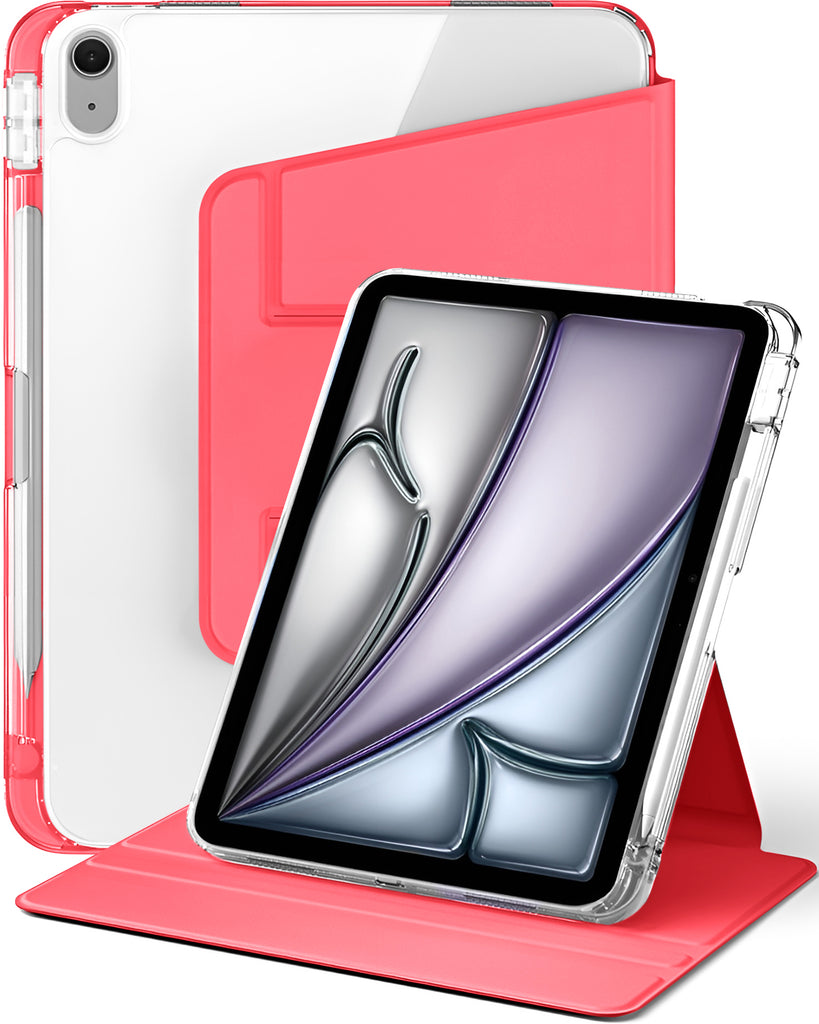 Vaku Luxos ® FLEXIVO iPad (A16) 11th/10th Gen (2025/2022) 11/10.9-inch Smart 360 Degree Rotating Stand Transparent Back With Pencil Holder Cover Case
